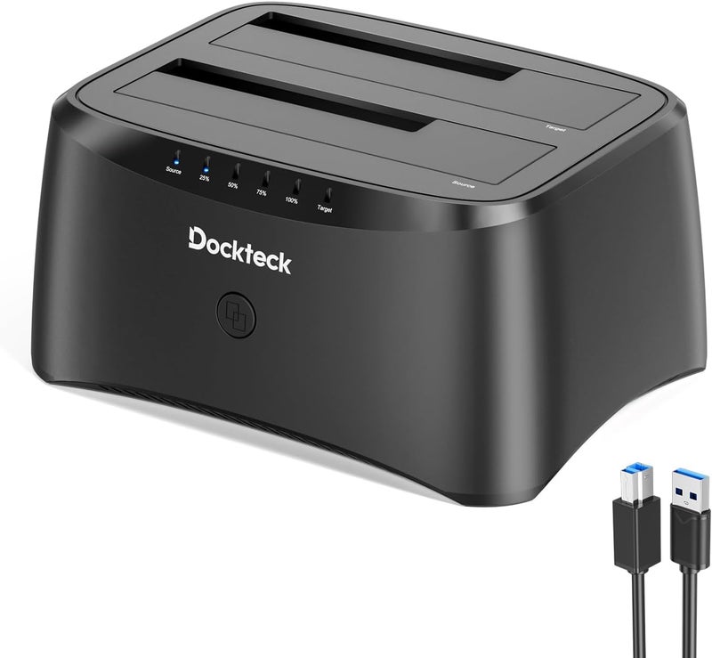 Dockteck Hard Drive Docking Station, USB 3.0 to SATA Dual Bay External Hard Drive Enclosure for 3.5 or 2.5 inch SATA HDD SSD with Offline Clone - Image 1